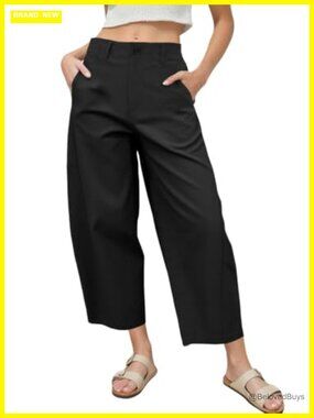 Women's Barrel Leg Pants High Waisted Wide Leg Harem Pants with Pockets